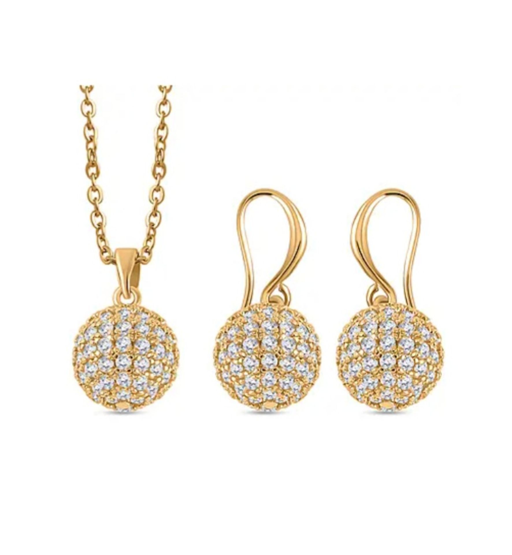 New! 2 Piece Set - Simulated Diamond Cluster Pendant & Earrings - Image 2 of 7