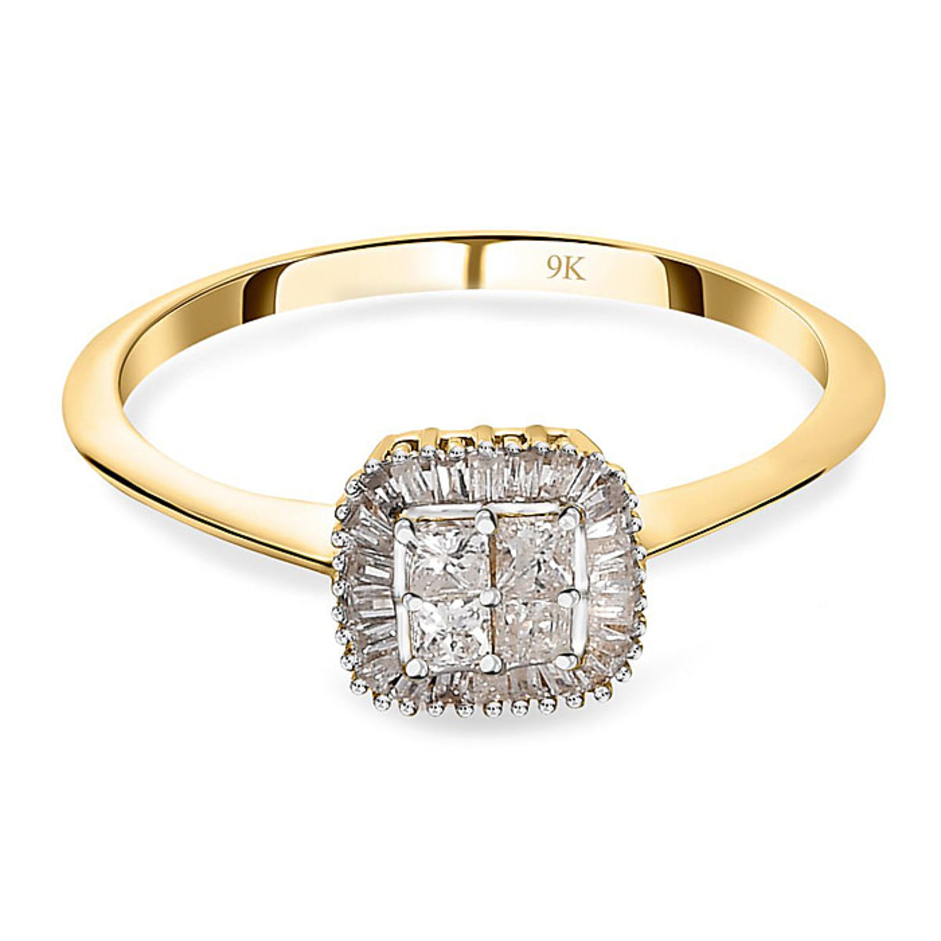 New! 9K Yellow Gold SGL Certified Diamond (G-H) Ring - Image 3 of 5