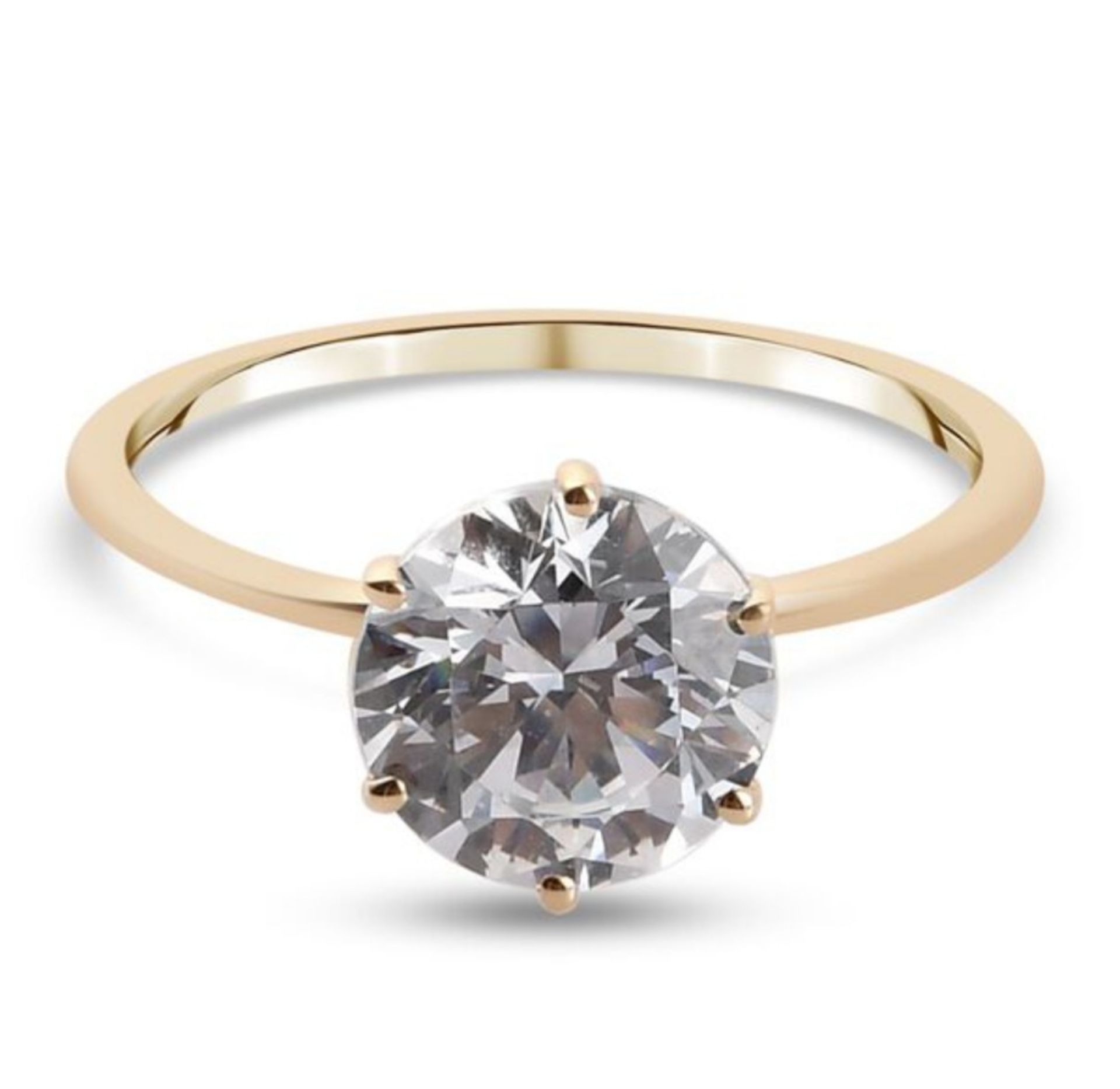 New! J Francis 9K Yellow Gold Solitaire Ring Made with SWAROVSKI ZIRCONIA - Image 2 of 3