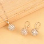 New! 2 Piece Set - Simulated Diamond Cluster Pendant & Earrings