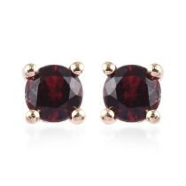 New! 9K Yellow Gold Red Spinel Solitaire Stud Earrings