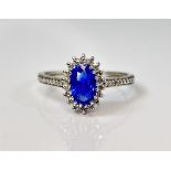 Beautiful 2.24 CT Unheated Burma Blue Sapphire Diamonds & Platinum