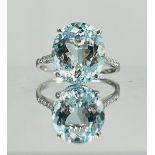 Beautiful Natural Flawless 5.81CT Aquamarine Ring With Diamonds and 18k Gold