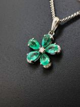 Beautiful Natural Emerald Pendant With Diamonds & Platinum 950