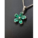 Beautiful Natural Emerald Pendant With Diamonds & Platinum 950