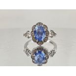 Beautiful 1.74 CT Natural Ceylon Blue Sapphire Diamonds & 18k Gold