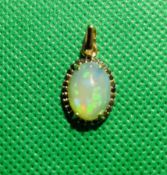 Beautiful Natural 3.60 Opal Pendant Black Diamonds & 18k Rose Gold