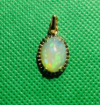 Beautiful Natural 3.60 Opal Pendant Black Diamonds & 18k Rose Gold