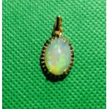 Beautiful Natural 3.60 Opal Pendant Black Diamonds & 18k Rose Gold