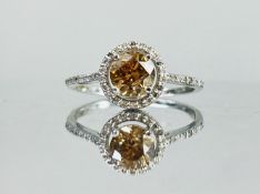 Beautiful Natural 1.05 CT Natural Solitaire champagne Diamond Ring With 18k Gold