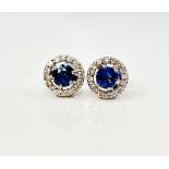 Beautiful Natural Unheated Blue Sapphire Earrings With Diamonds & Platinum