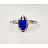Beautiful 2.19 CT Unheated Burma Blue Sapphire Diamonds & Platinum