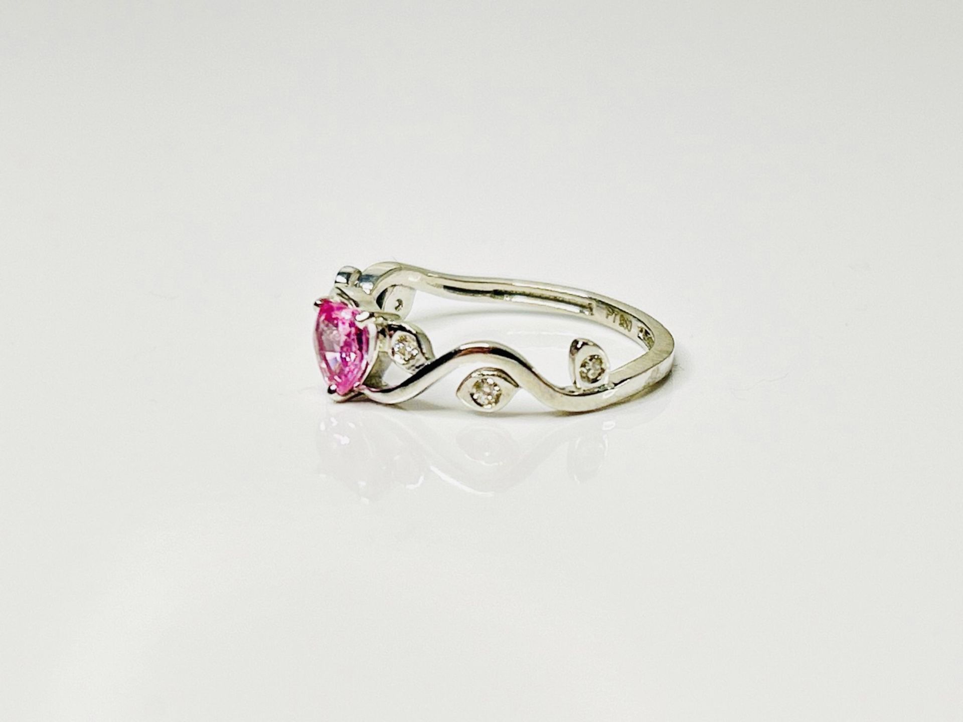 Beautiful Heart Shape Unheated Ceylon Pink Sapphire Diamonds & Platinum - Image 6 of 8