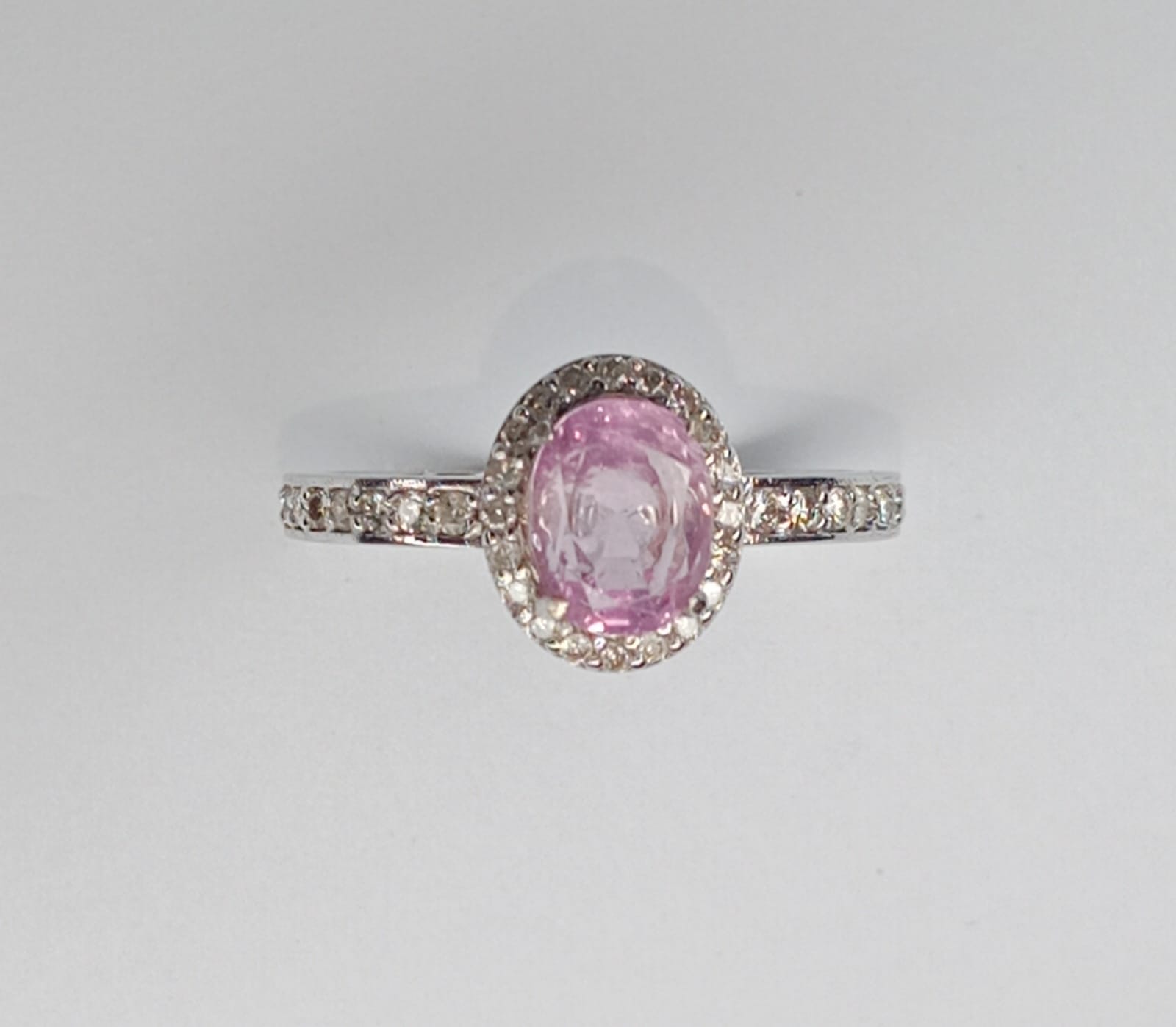 Beautiful Unheated/Untreated Ceylon Pink Sapphire With Diamonds & 18k White Gold - Image 4 of 7