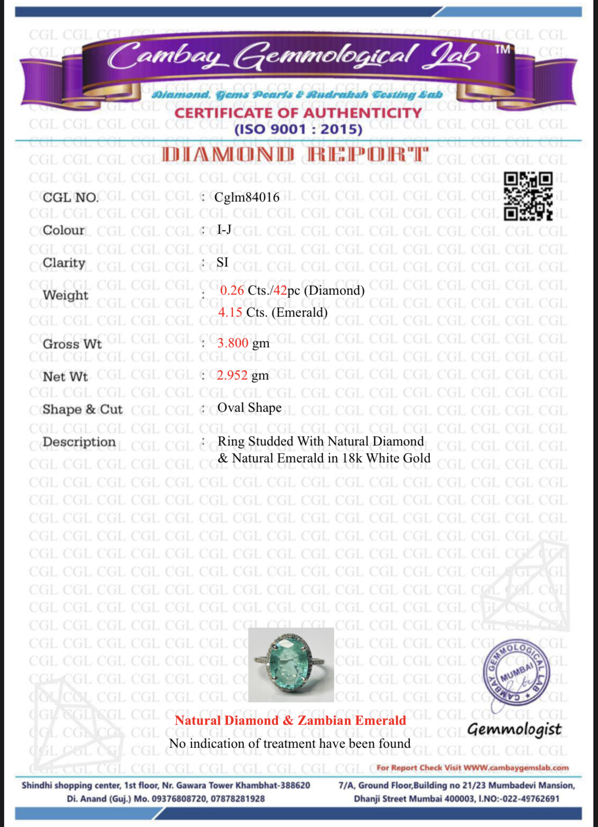 Beautiful 4.15CT Natural Untreated Columbian Emerald Ring, Diamonds & 18k Gold - Image 7 of 7