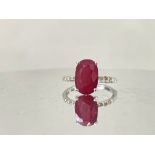 Natural Burma Ruby 3.26 CT With Natural Diamonds & 18k Gold