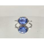 3.04 CT Unheated/Untreated Ceylon Cornflour Blue Sapphire Diamonds & 18k Gold