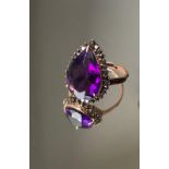 Beautiful Natural Amethyst 4.38ct With Natural Black Diamond & 18k White Gold