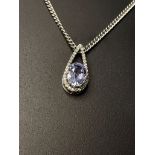 Beautiful 1.59 CT Unheated Ceylon Blue Sapphire Diamonds & Platinum Pendant