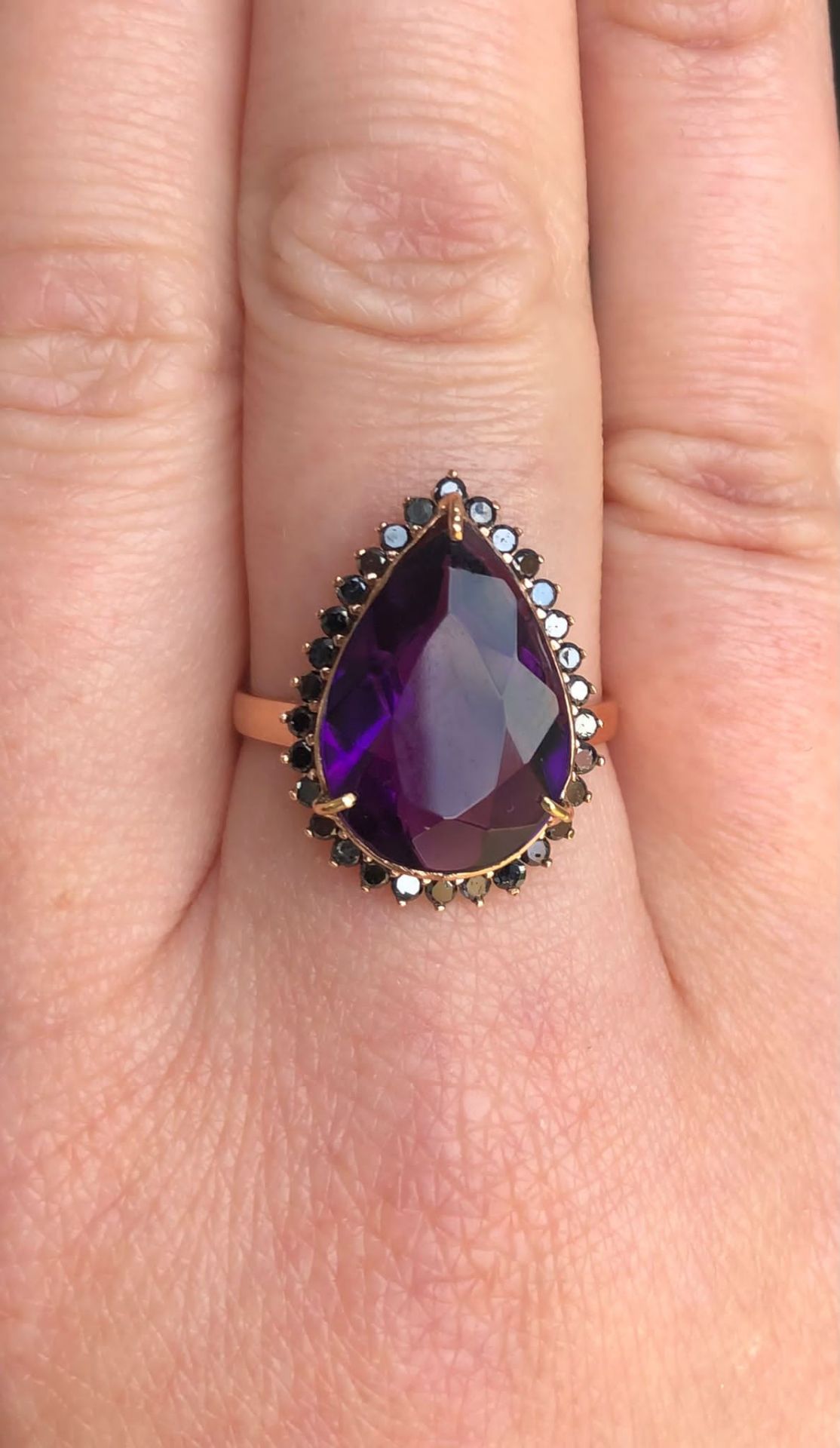 Beautiful Natural Amethyst 4.38ct With Natural Black Diamond & 18k White Gold - Image 7 of 8