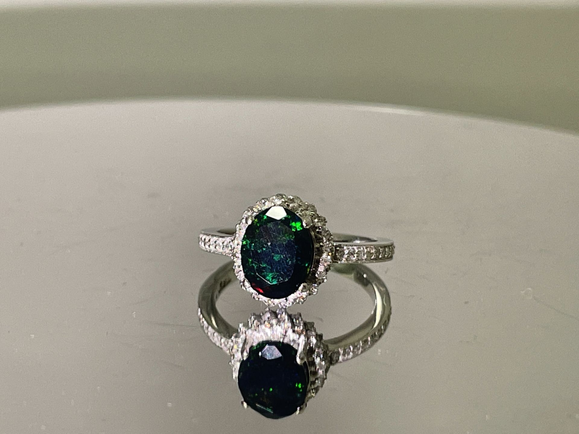 Beautiful Natural Black Opal Ring With Natural Diamond & 18k Gold - Image 4 of 12