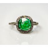 Beautiful 1.69 CT Natural Emerald Ring With Natural Diamonds & Platinum 950
