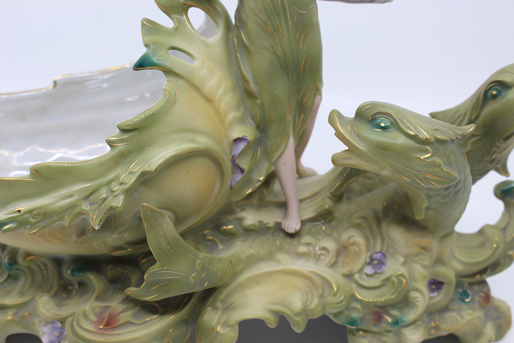 Vintage Continental Porcelain Sea Nymph Centrepiece - Image 7 of 10