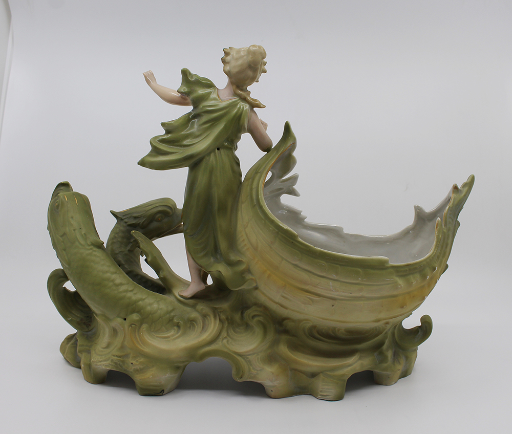 Vintage Continental Porcelain Sea Nymph Centrepiece - Image 3 of 10