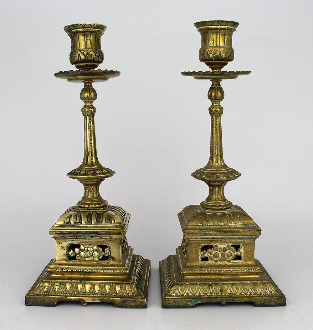 Pair of Ornate Brass Candlesticks - Image 2 of 4