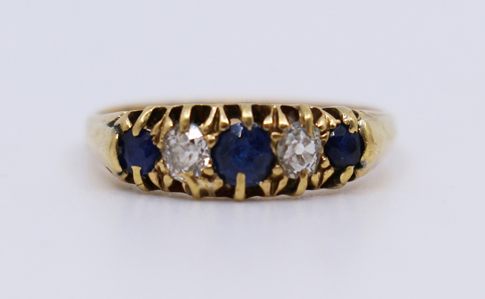 Five Stone Sapphire & Diamond 18ct Gold Ring - Image 2 of 5