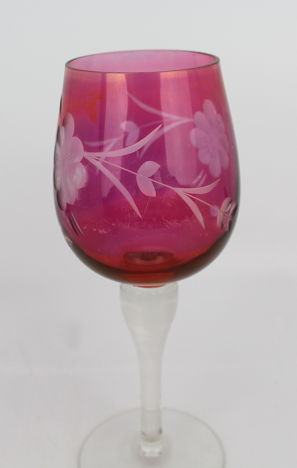 Set of 7 Vintage Cranberry Colour Lustre Glass - Image 3 of 4