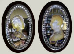 Pair of Mid 19th c. Victoria & Albert Carved Crystal Mirrored Plaques