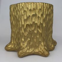 Decorative Gilt Tree Stump Form Planter