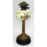 Victorian Oil Lamp with Hand Painted Floral Font