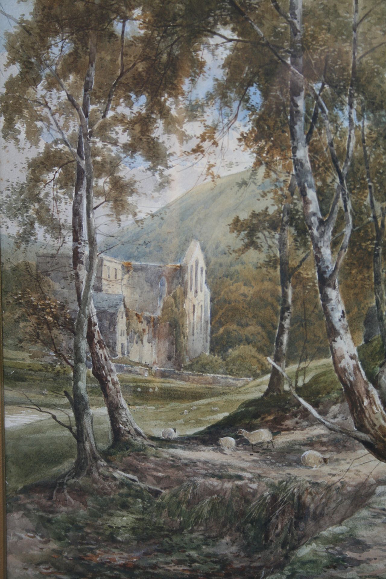 Pair Watercolours Henry Pope (British,1843-1908) Vale Crucis Abbey - Image 9 of 13