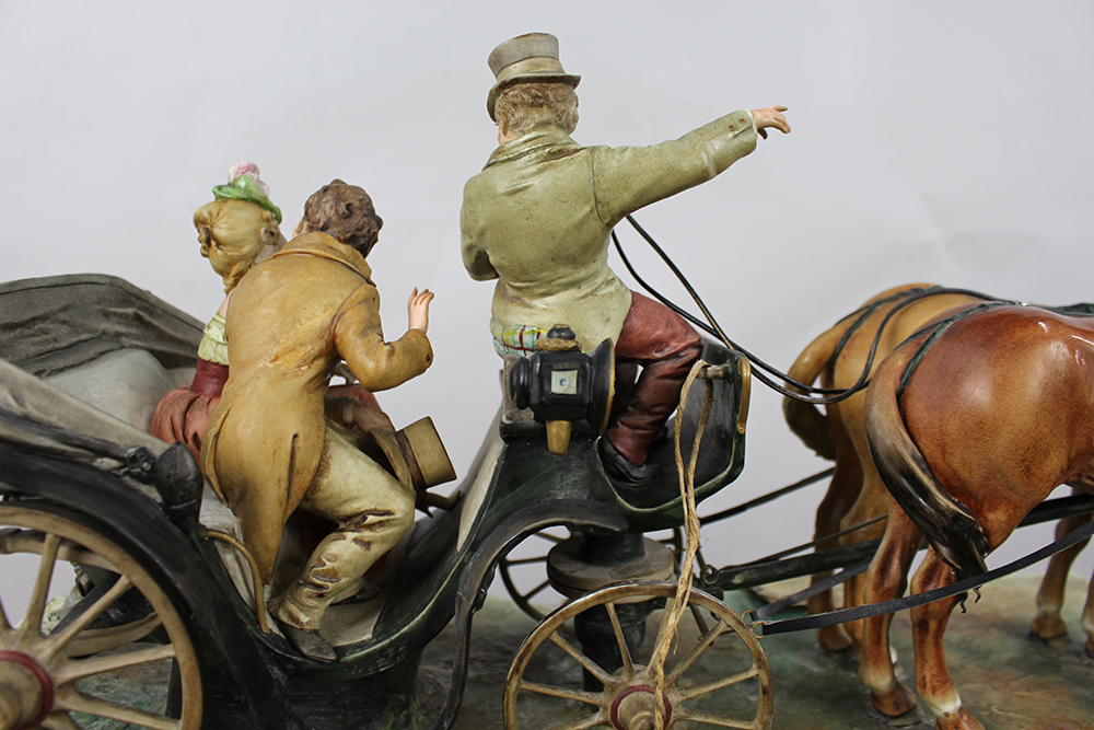 Large Capodimonte Figural Carriage Tableau by Bruno Merli - Image 13 of 15
