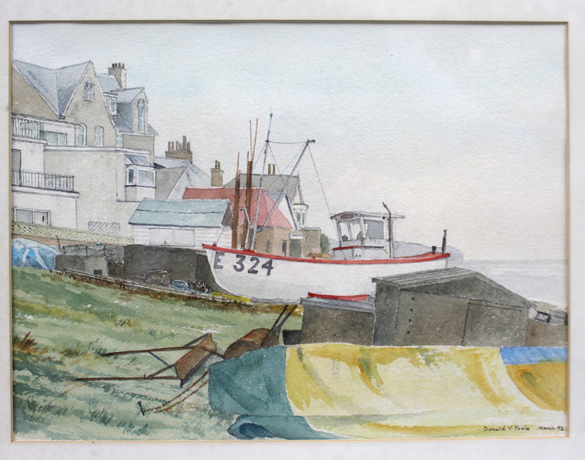 Watercolour of Budleigh Salterton by Donald Poole - Image 2 of 3