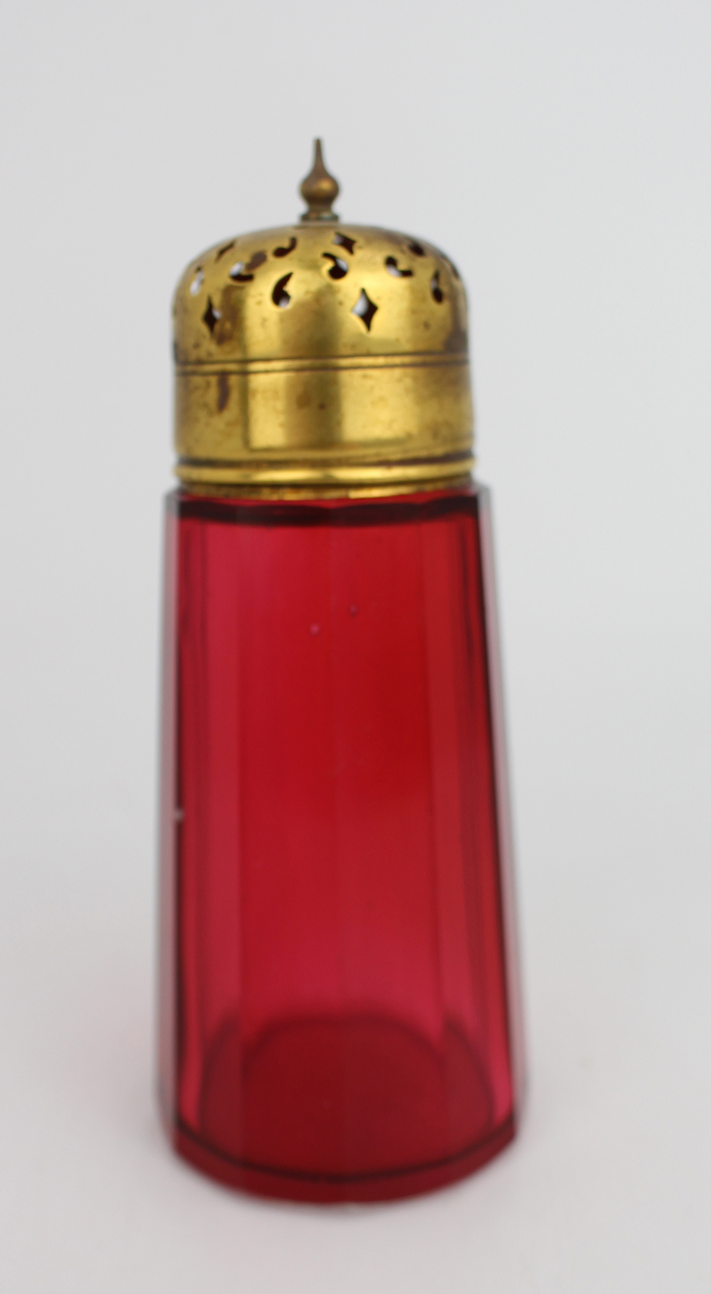 Antique Cranberry Glass Sugar Dredger