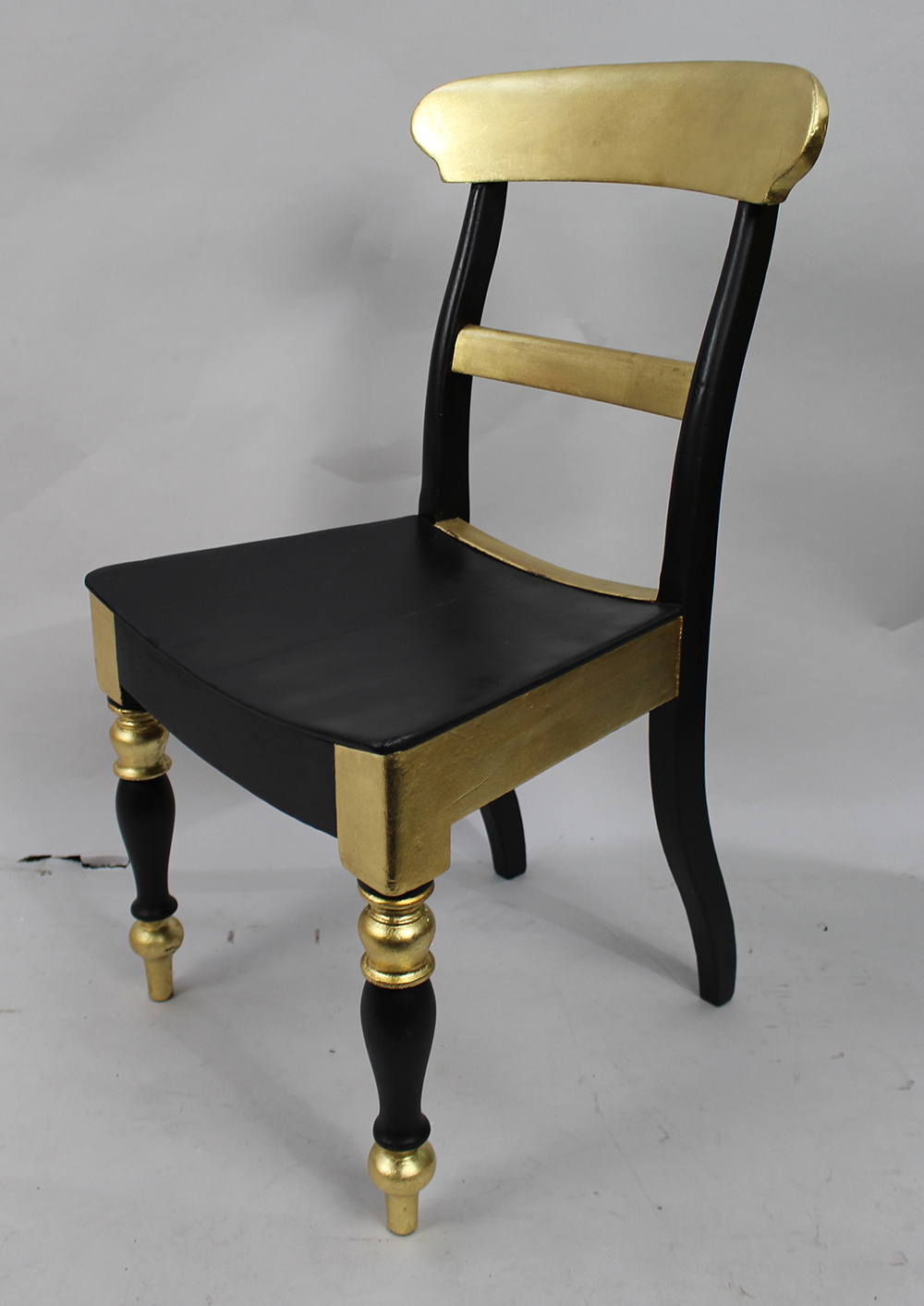 Painted Black & Gilt Desk Occasional Chair - Image 3 of 4