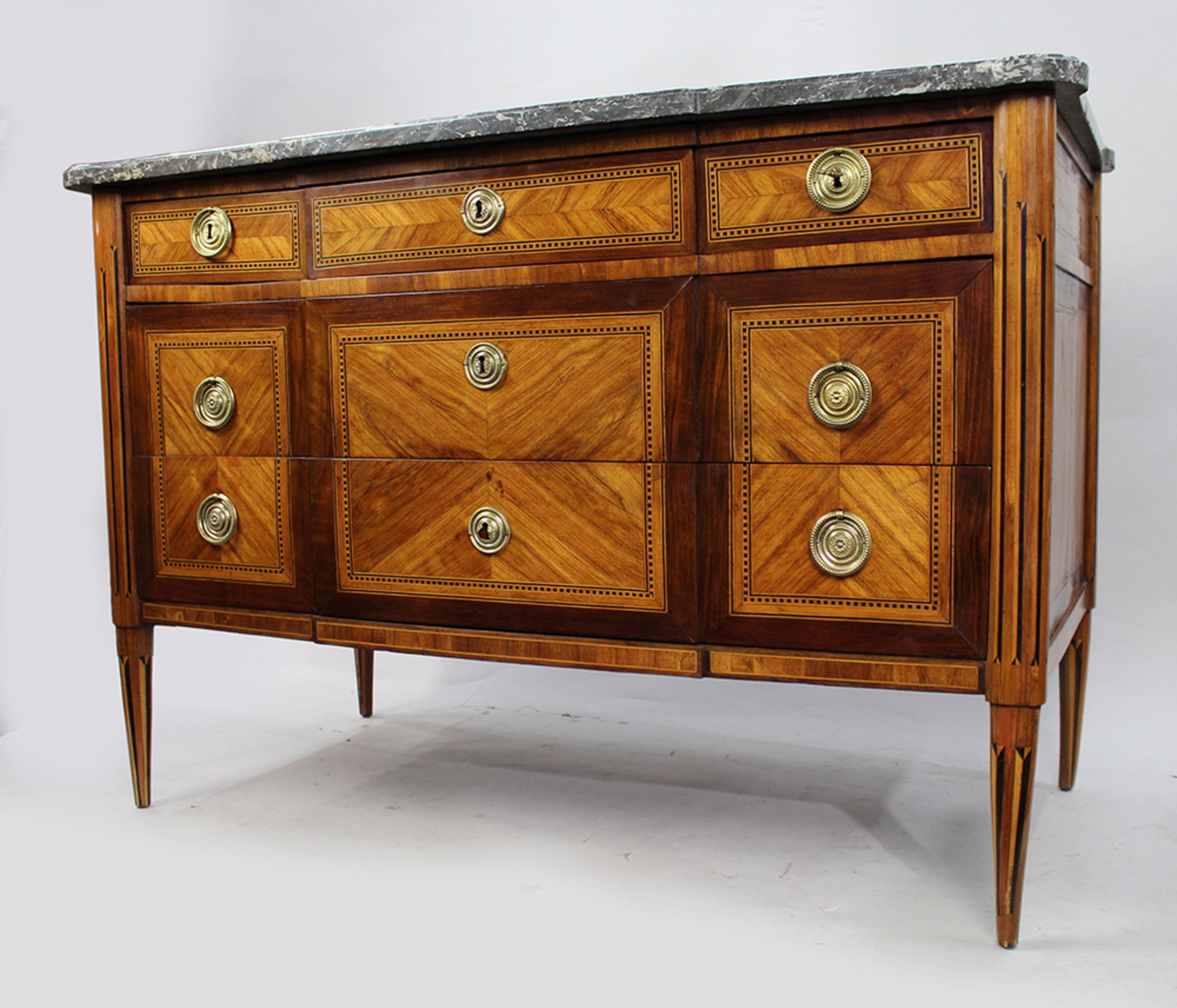 18th c. Inlaid Marble Topped Commode - Image 4 of 14
