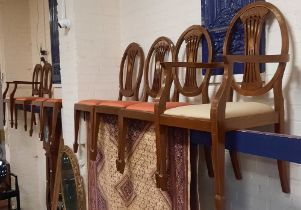 Set of 8 Vintage Inlaid Mahogany Dining Chairs