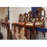 Set of 8 Vintage Inlaid Mahogany Dining Chairs