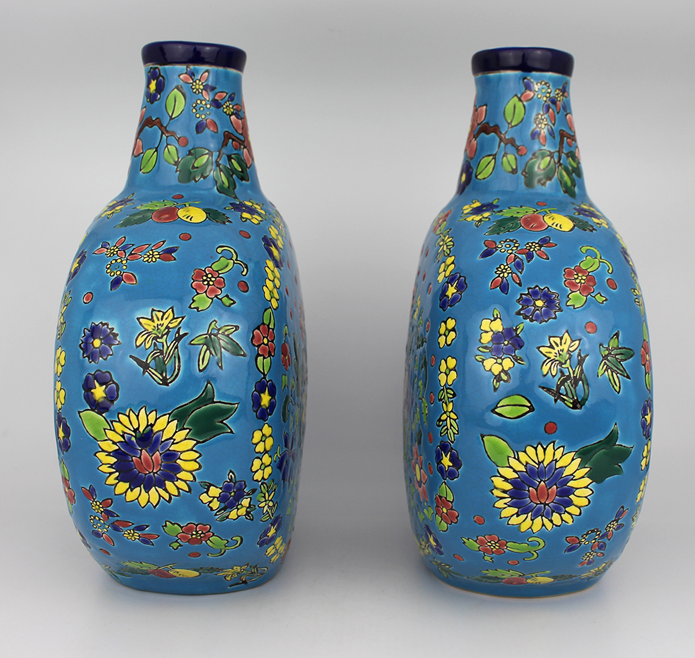 Pair of French Ceramic Moonflask Vases - Image 3 of 5