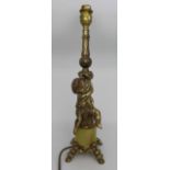 Vintage Brassed & Onyx Cherub Table Lamp