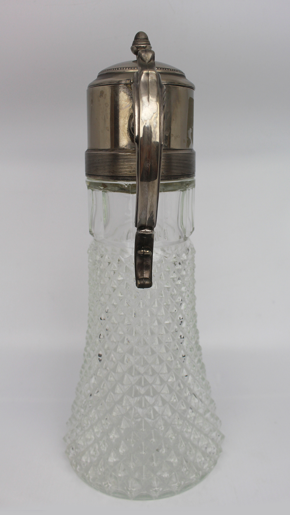 Large Silver Plated Pressed Crystal Claret Jug - Image 4 of 4