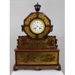 Antique 19th c. Brass Inlaid Mantle Clock