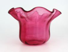 Antique Ruffled Edged Cranberry Glass Vase