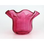 Antique Ruffled Edged Cranberry Glass Vase