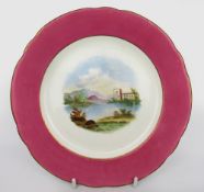 Hand Painted Victorian English Cabinet Plate Italianate Landscape