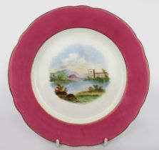 Hand Painted Victorian English Cabinet Plate Italianate Landscape